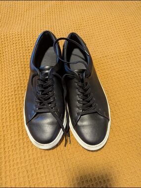 Beckett Simonon Black Leather Low-Top Sneakers with White Sole, 44